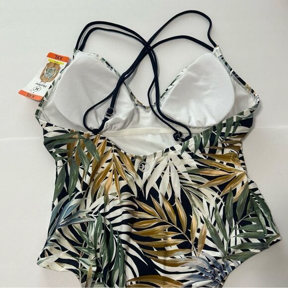 NWT Hurley Swimsuit Women’s Size XXL One Piece Blue Green Tropical Leaf Print - Picture 4 of 9